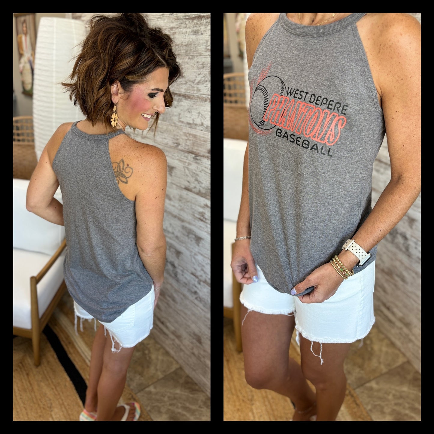 West DePere Baseball Grey Tank ~ 2 Styles