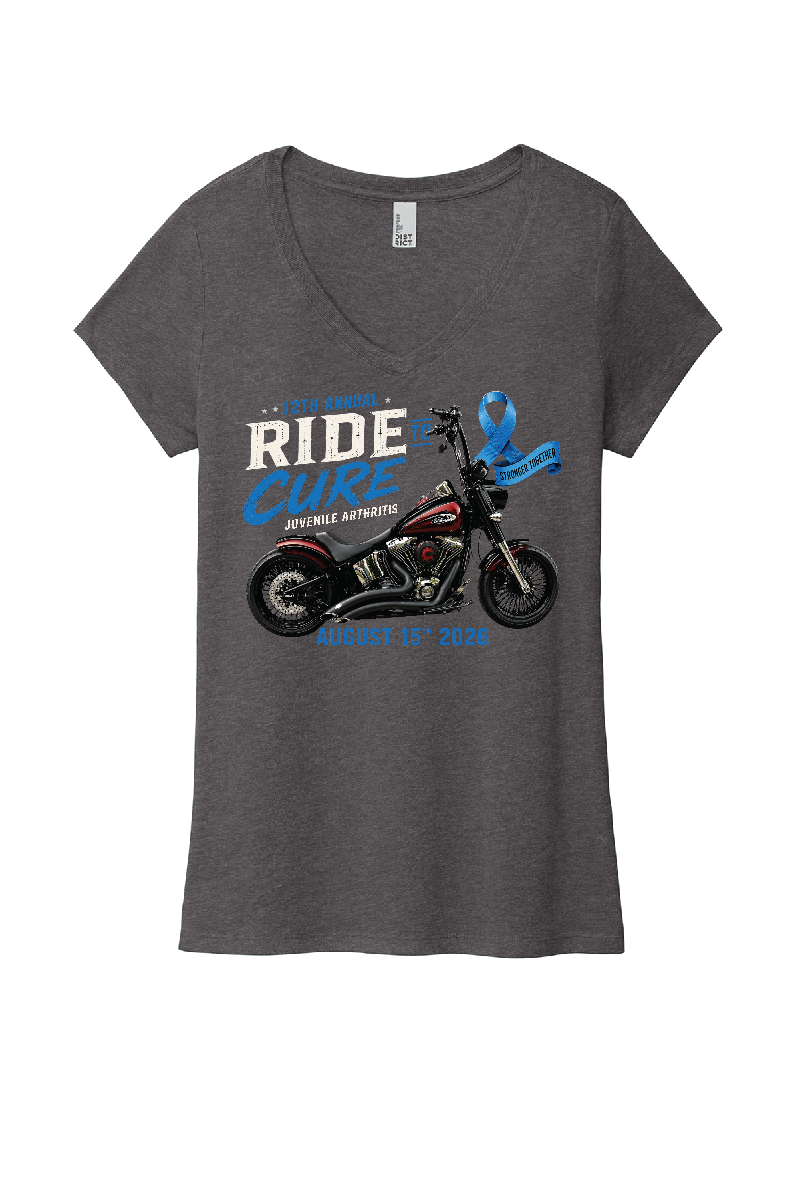 Ride to Cure District Women’s Perfect Tri V-Neck Charcoal Tee