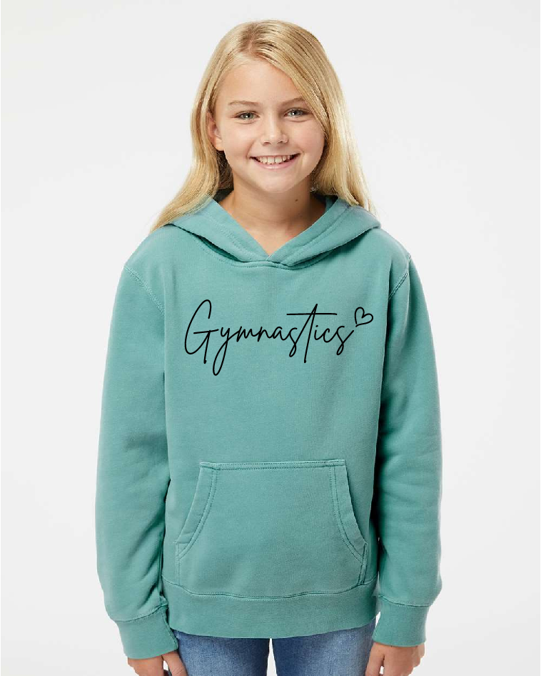 PERSONALIZED Gymnastics Independant Youth Pigment Dyed Hoodie ~ Several Colors