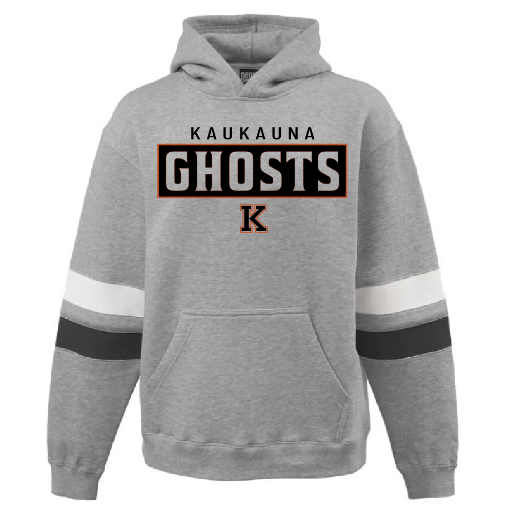 Kaukauna Ghosts Black and White Stripe Pennant Hoodie ~ Unisex