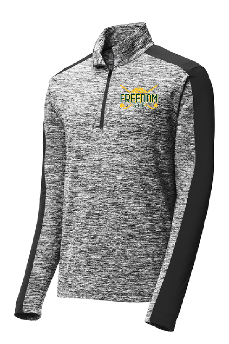 Freedom Golf Sport-Tek® PosiCharge® Black Electric Heather Colorblock 1/4-Zip Pullover