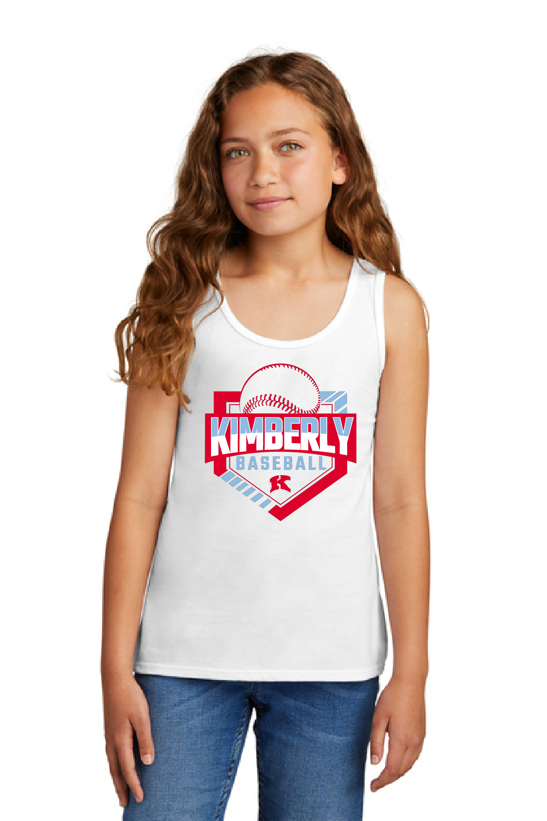 Kimberly Baseball White District Tank~ Adult and Youth