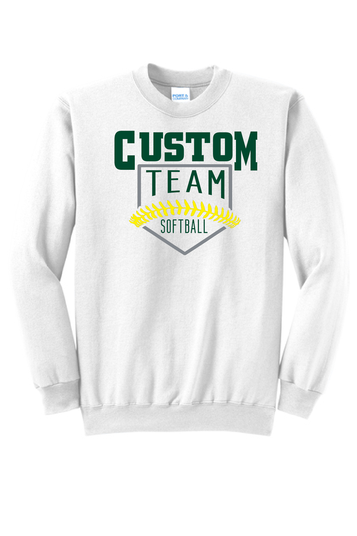Custom School Baseball/Softball Port & Company Crew~ 4 Color Choices