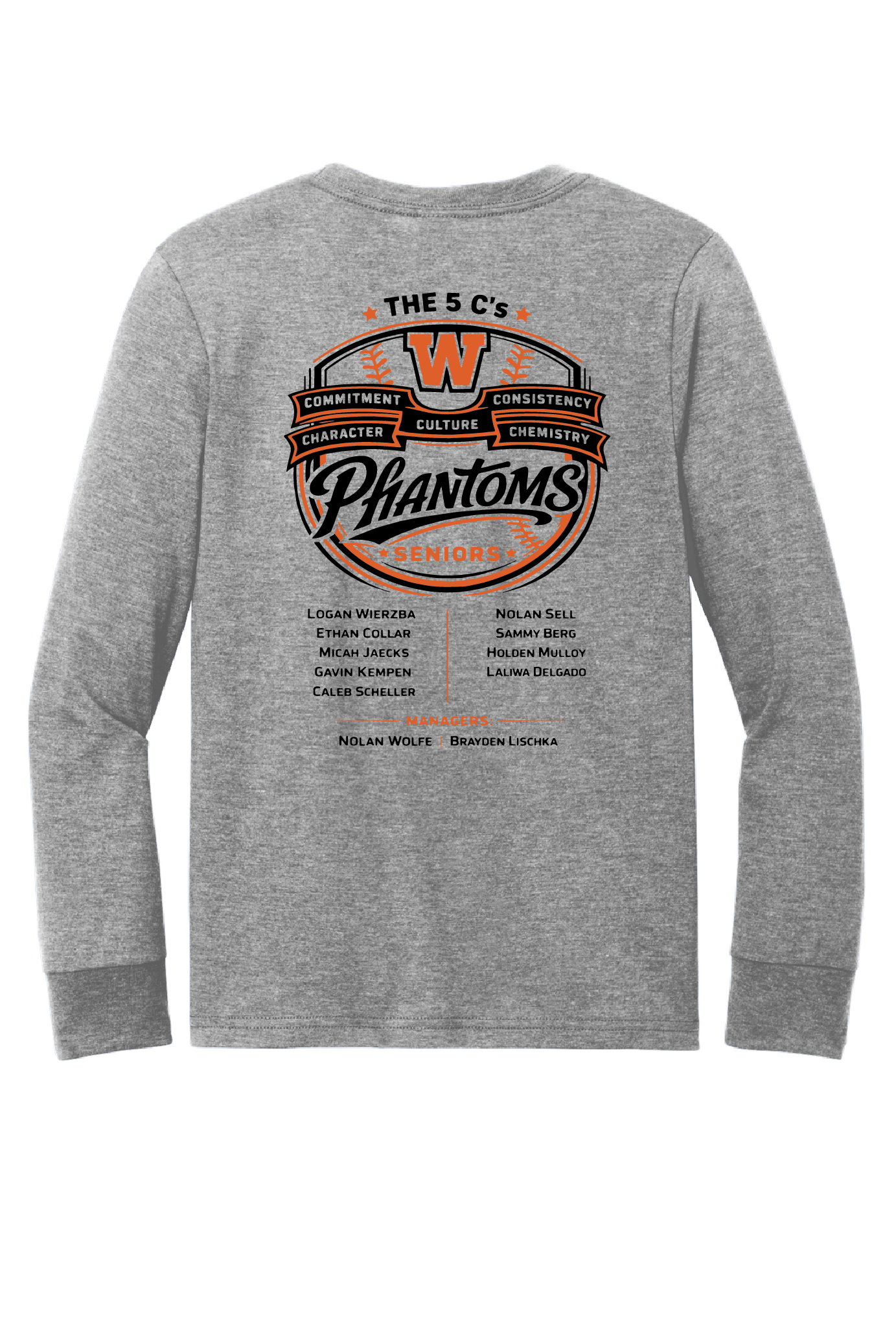 West DePere Senior Baseball Grey Frost District Long Sleeve ~ YOUTH
