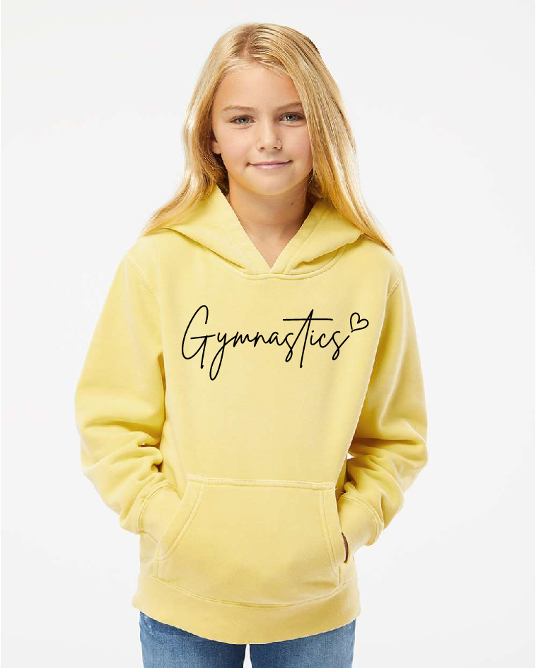 PERSONALIZED Gymnastics Independant Youth Pigment Dyed Hoodie ~ Several Colors