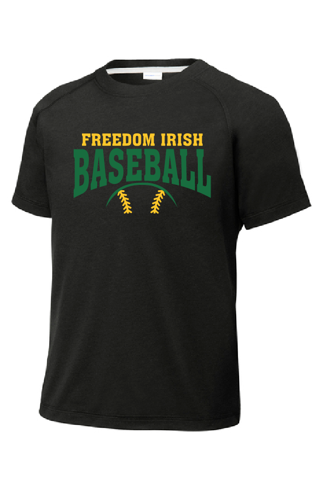 Freedom Irish Baseball Sport-Tek Youth PosiCharge Tri-Blend Wicking Bkack Raglan Tee ~YOUTH
