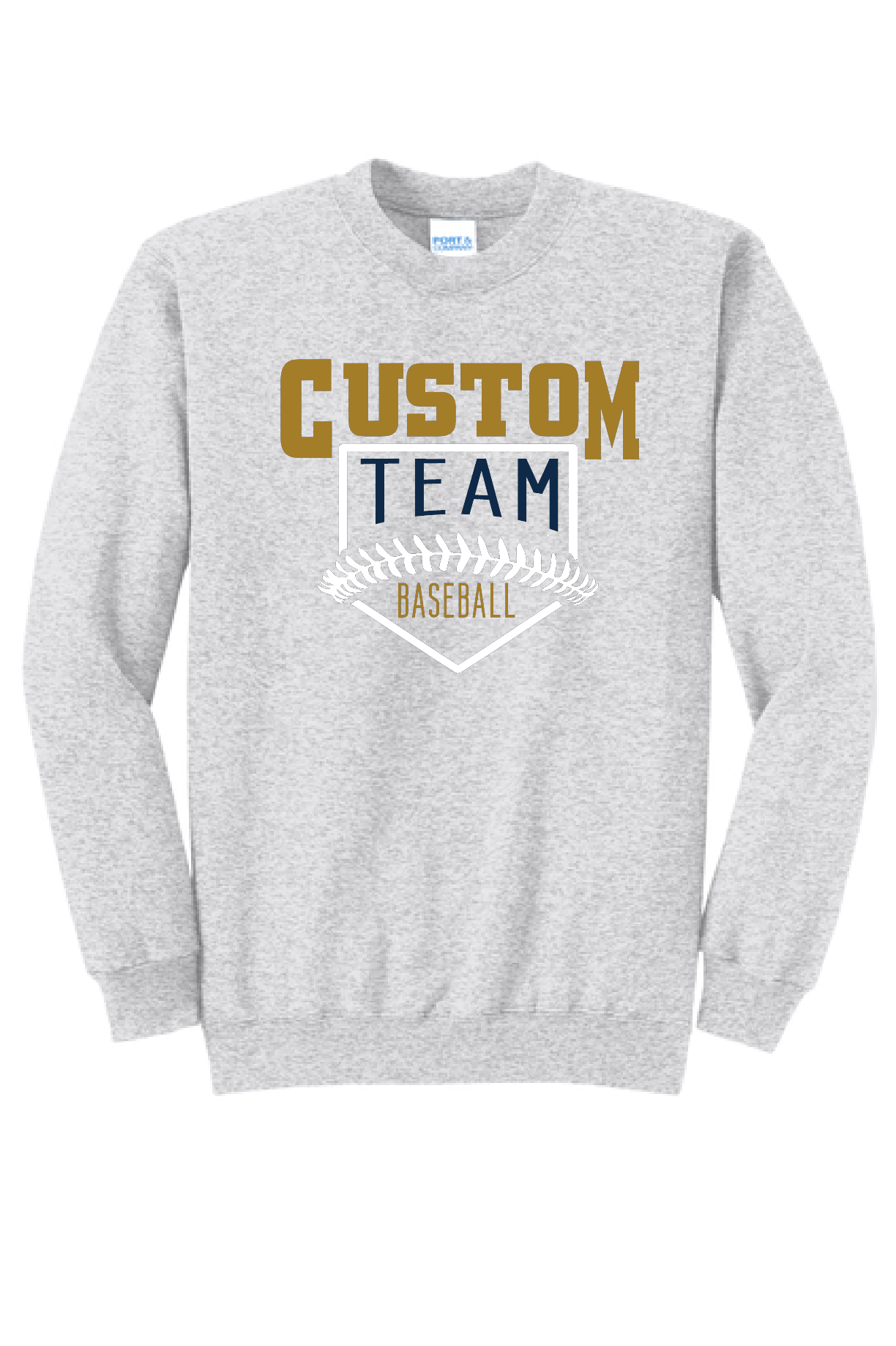 Custom School Baseball/Softball Port & Company Crew~ 4 Color Choices