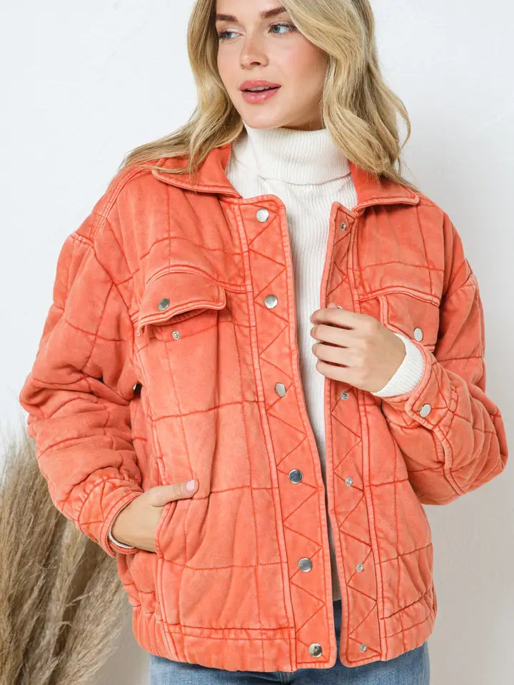 Rust Stone Washed Quilted Jacket **Restocked**