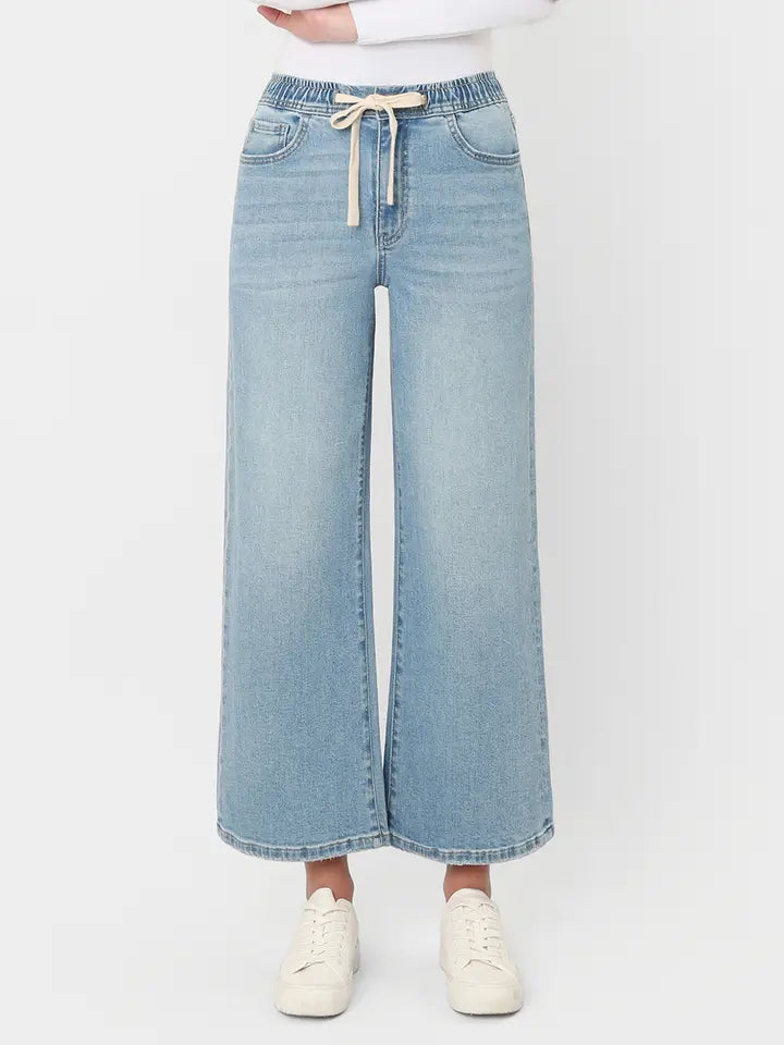 Lovervet High Rise Elastic Waistband Crop Jeans lV1895