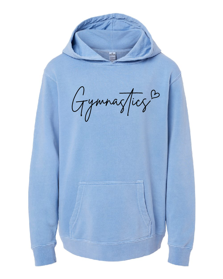 PERSONALIZED Gymnastics Independant Youth Pigment Dyed Hoodie ~ Several Colors