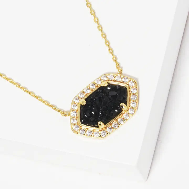 Cubic Zirconia Gold Dipped Stone Necklace