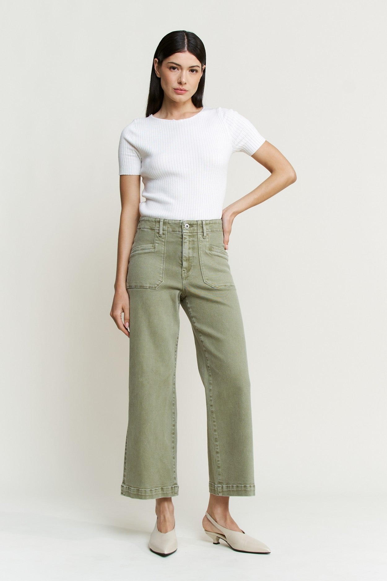 Mica Green Cropped Utility Jean MDP-W3539AG