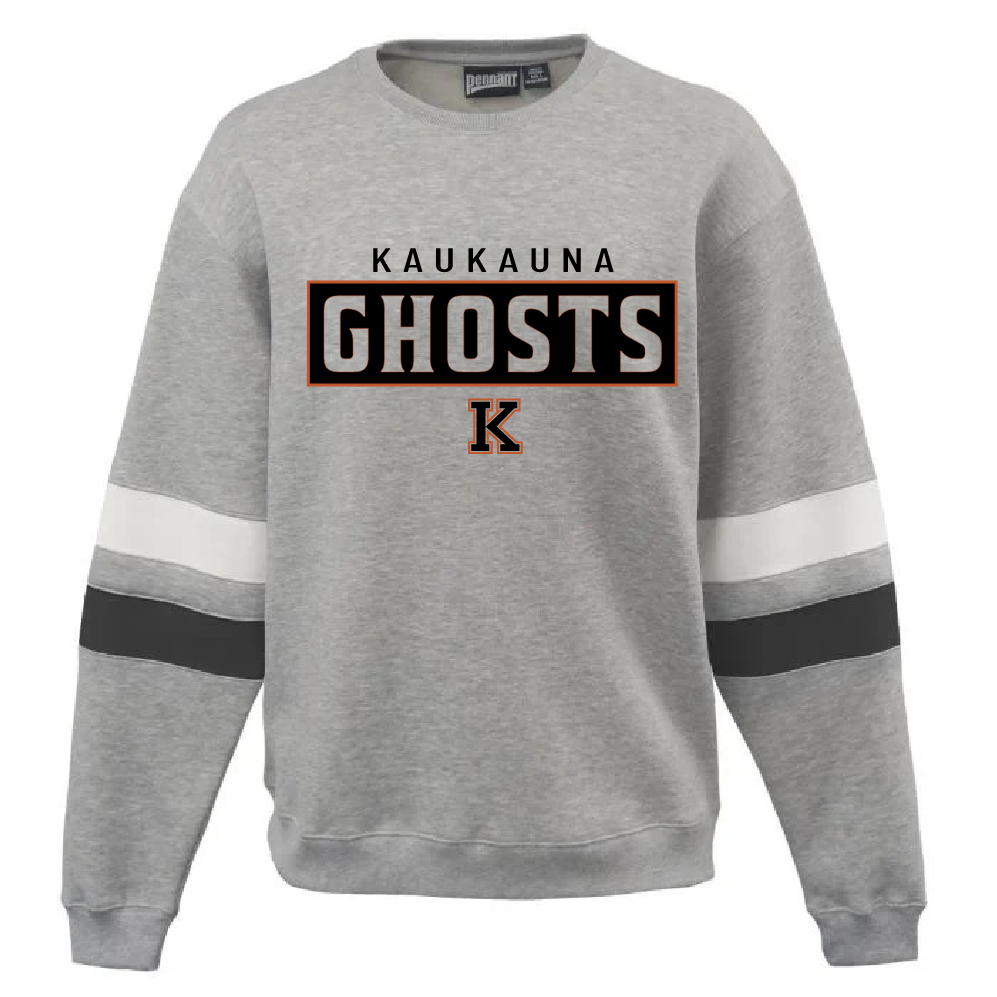 Kaukauna Ghosts Varsity Black and White Stripe Pennant Crew~ Unisex