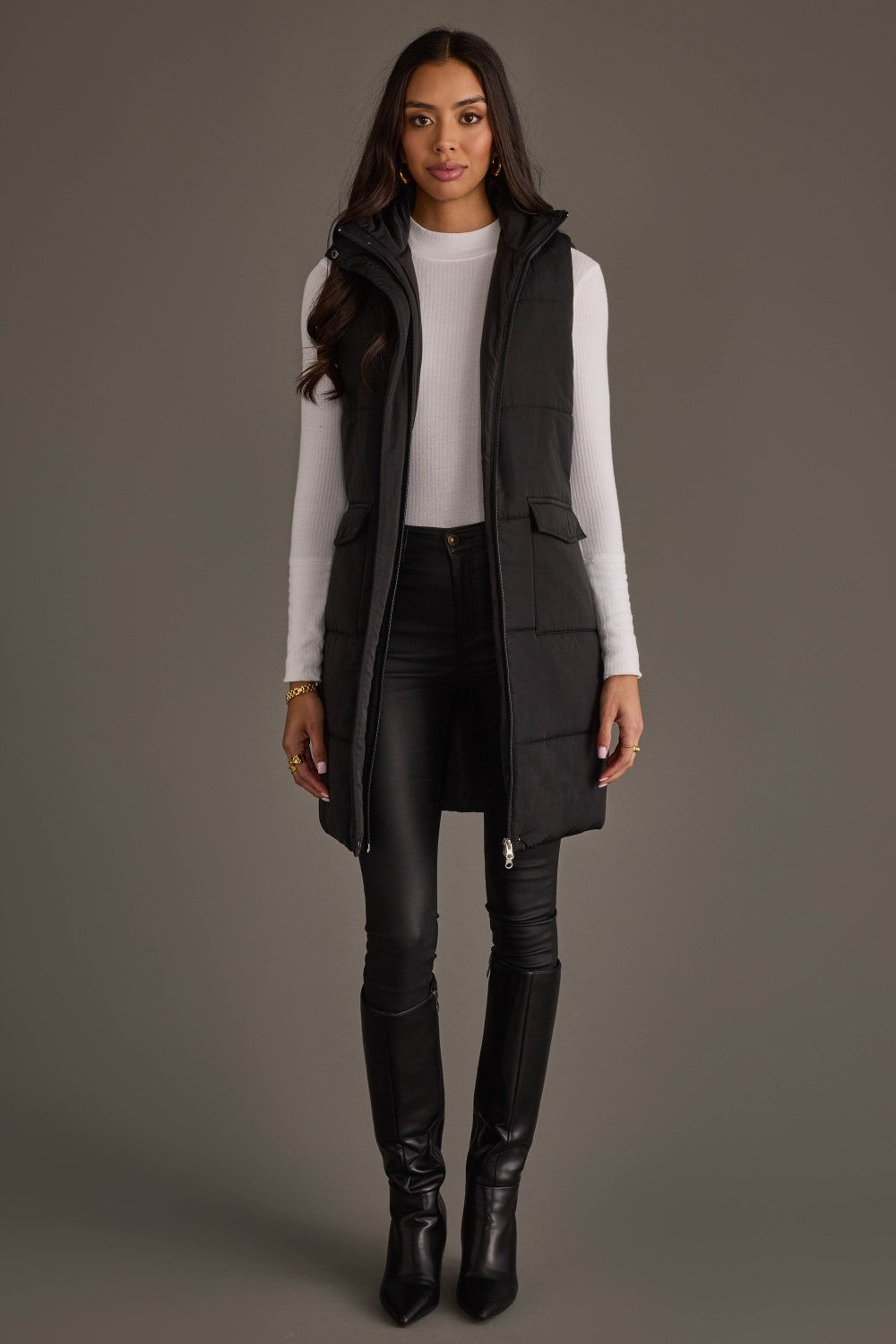 Black Long Line Vest