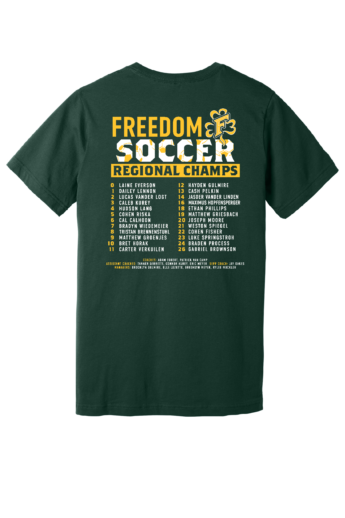 Freedom Irish Boys Soccer Regional Champs Forest Green Bella Canvas Tee~ Unisex and Youth