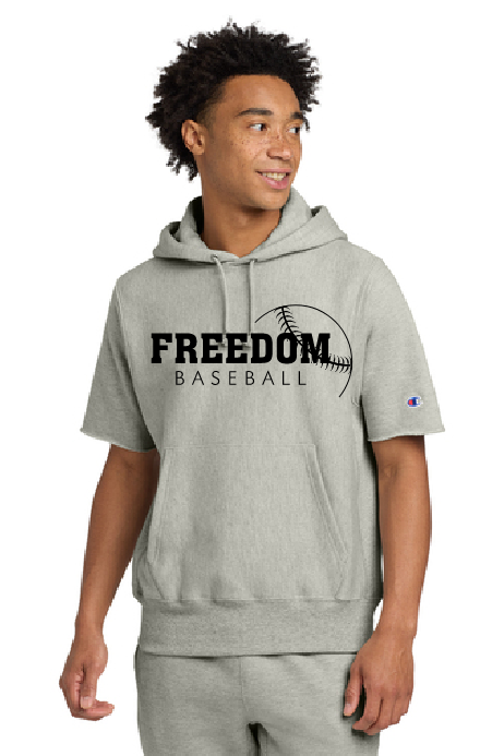 Freedom Baseball Champion Reverse Weave Short Sleeve Hooded Sweatshirt~ 2 Colors~ Mens