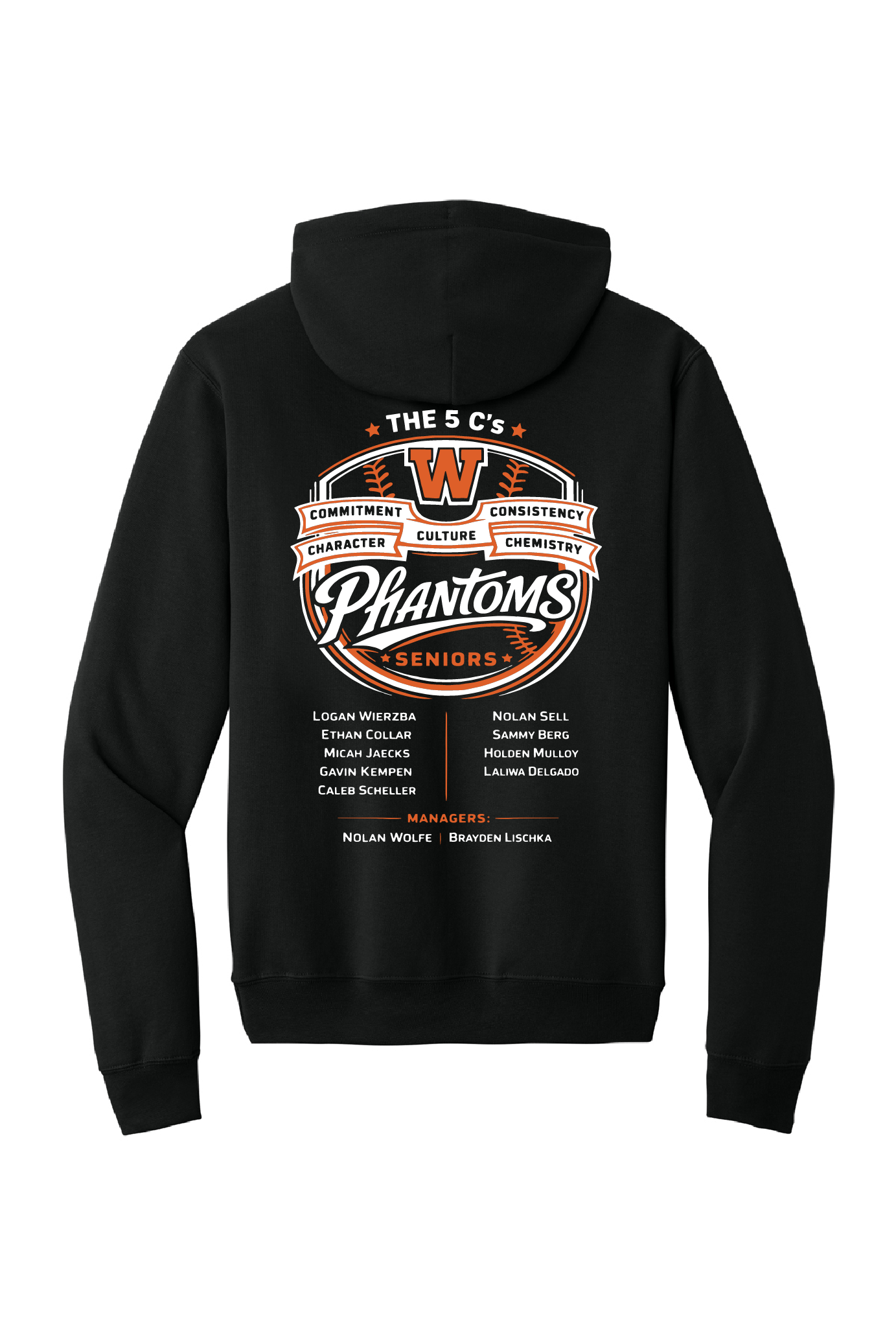 West DePere Senior Baseball Port & Company Black Hoodie ~ Adult