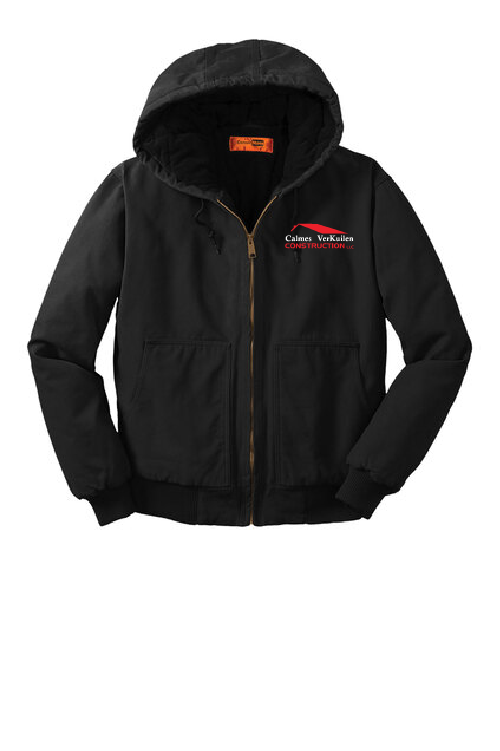 Calmes Verkuilen CornerStone® Washed Duck Cloth Insulated Hooded Work Jacket~ Black