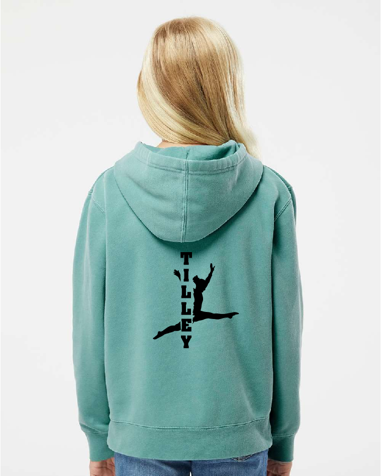 PERSONALIZED Gymnastics Independant Youth Pigment Dyed Hoodie ~ Several Colors
