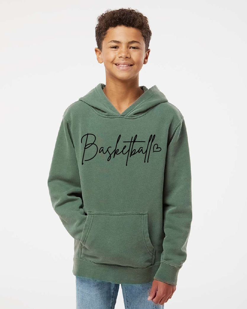PERSONALIZED Basketball Independent Youth Pigment Dyed Hoodie ~ Several Colors