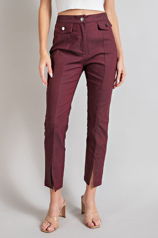 BUTTON DETAILED SLIT PANTS