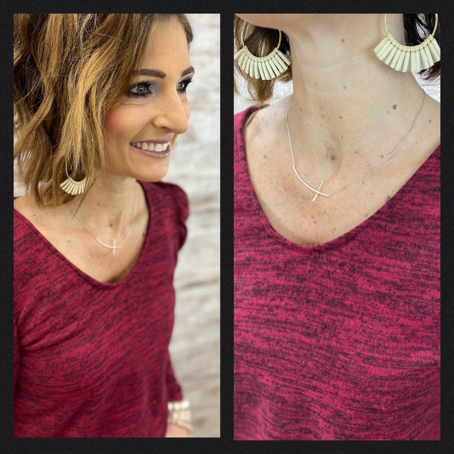 BRUSHED CROSS PENDANT NECKLACE