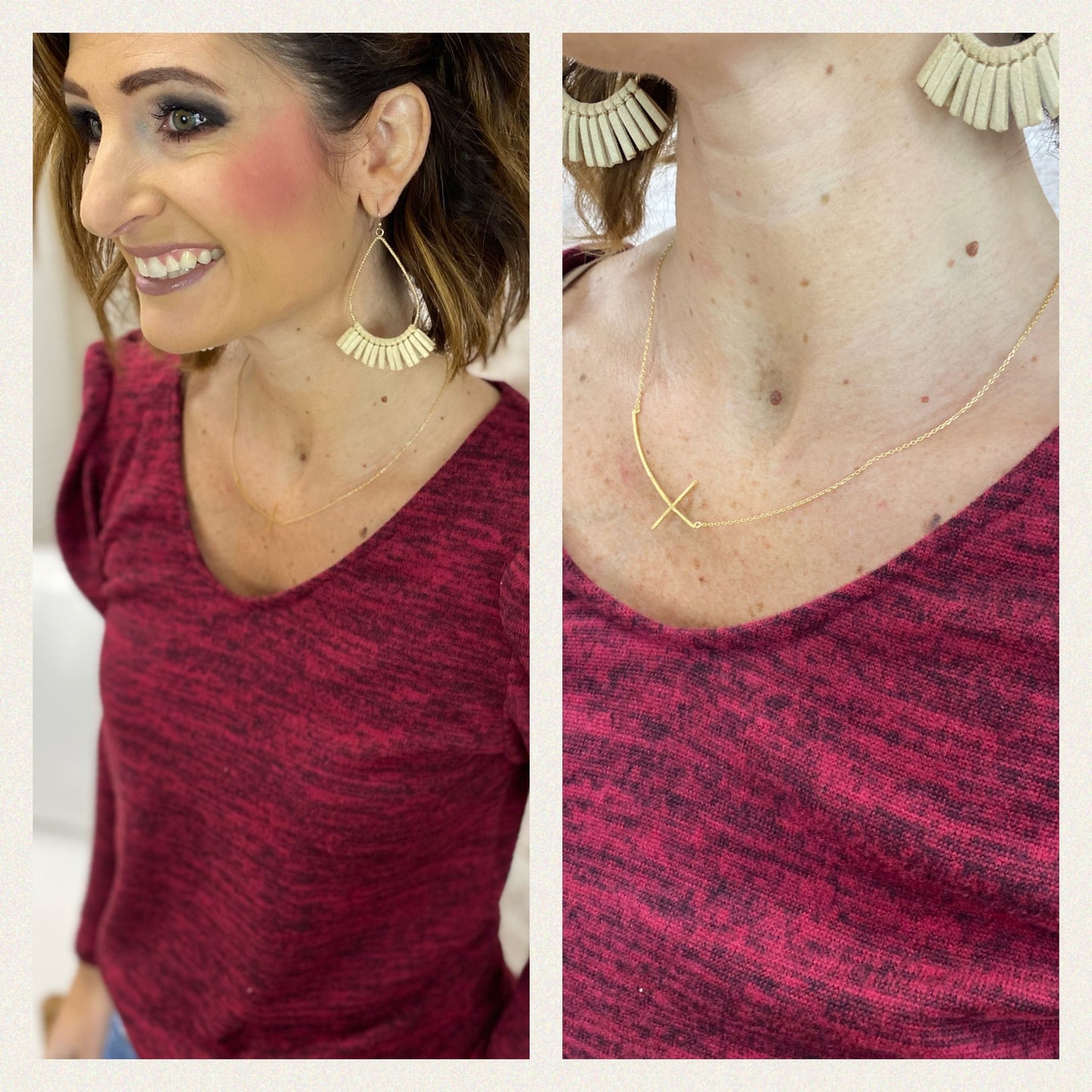 BRUSHED CROSS PENDANT NECKLACE
