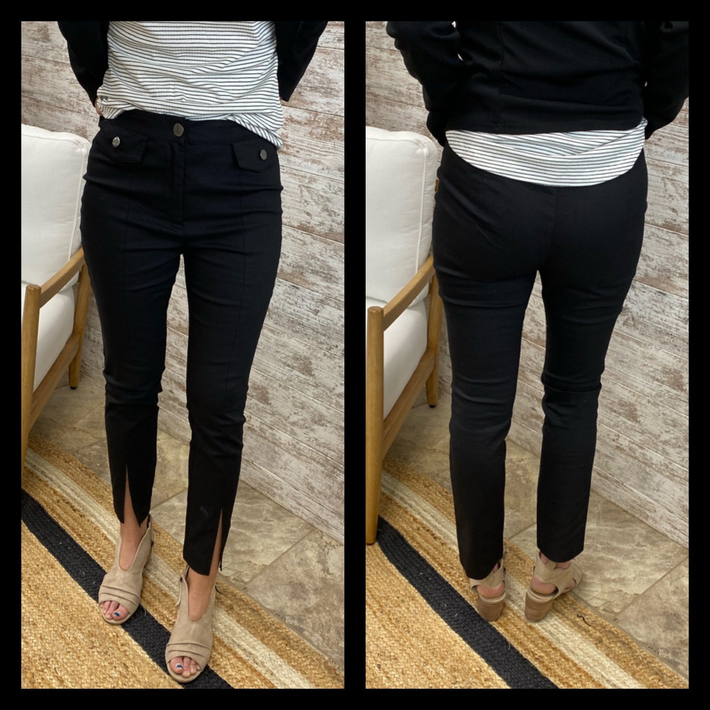 BUTTON DETAILED SLIT PANTS