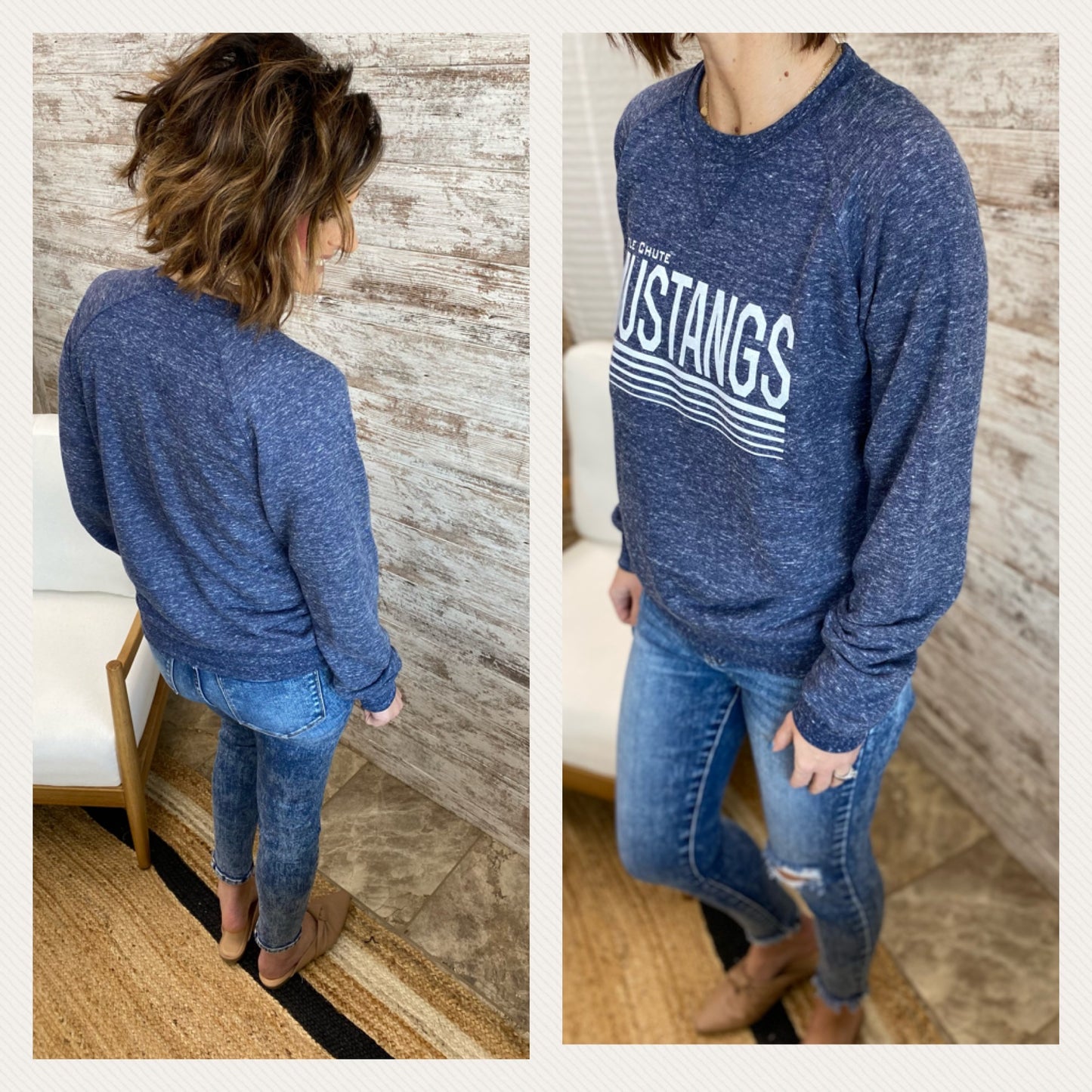 Little Chute Mustangs Navy Crewneck