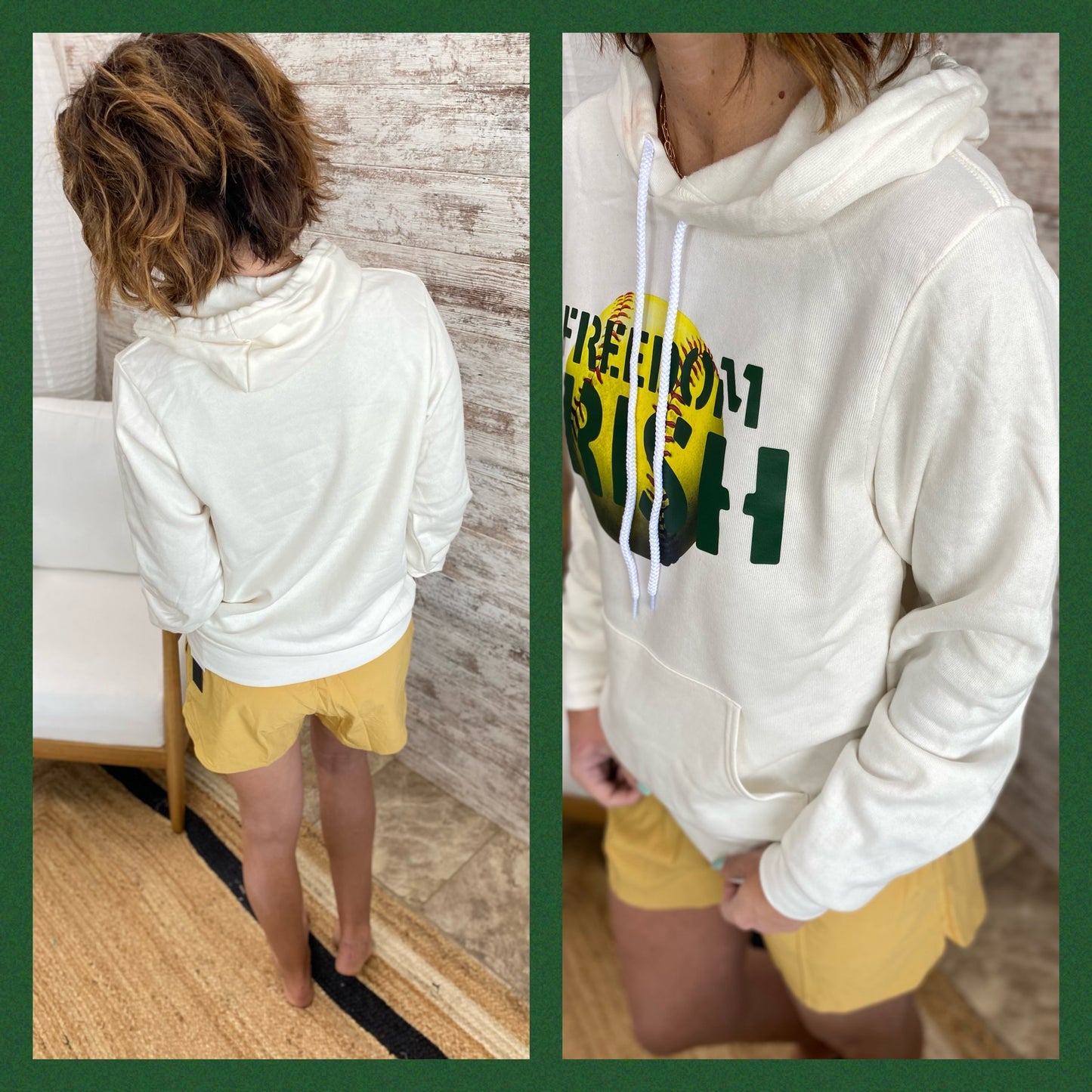 Vintage White Freedom Irish Bella Hoodie