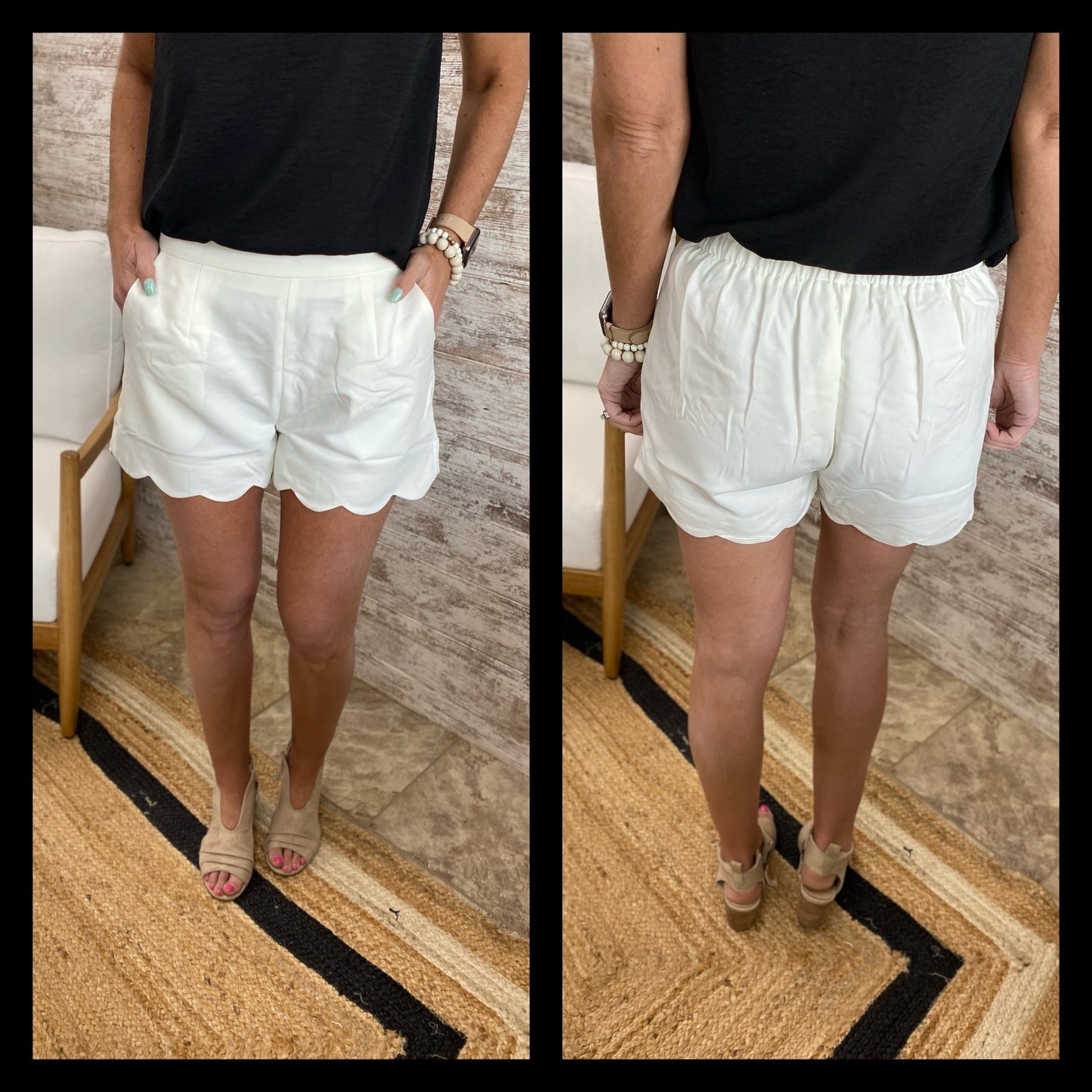 High Rise Scalloped Shorts