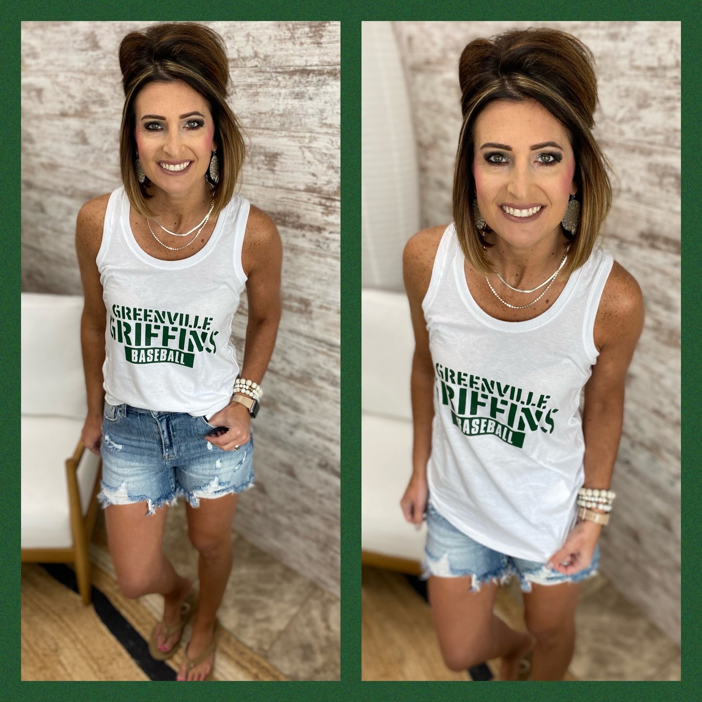 Greenville Griffin White Racer Tank