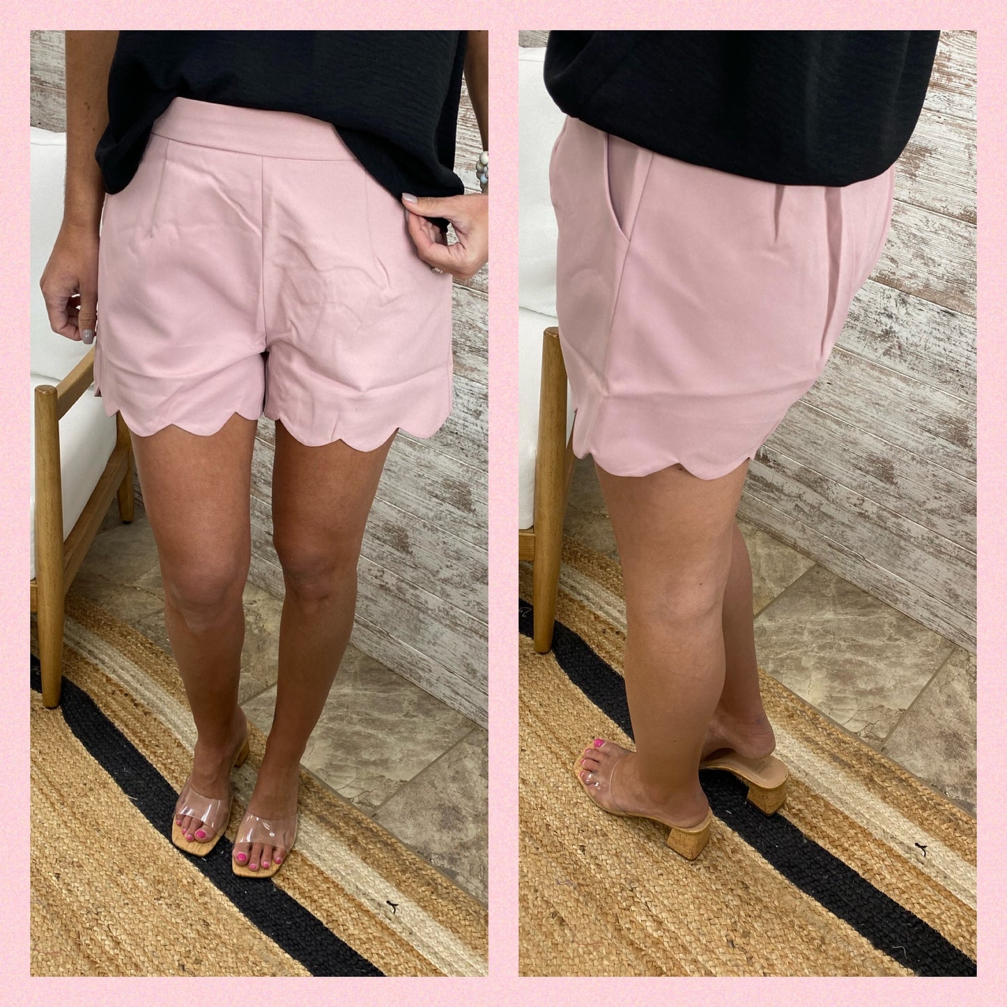 High Rise Scalloped Shorts