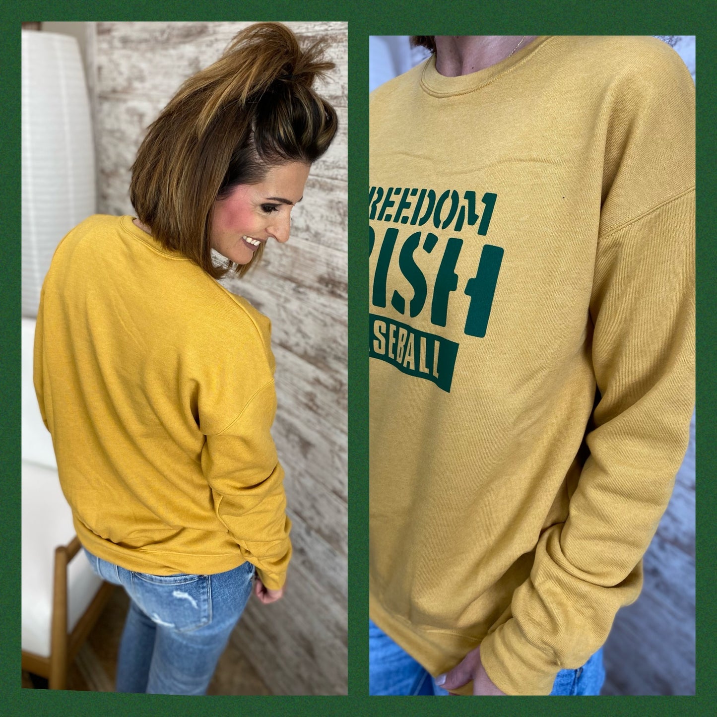 Freedom Baseball Mustard Crewneck