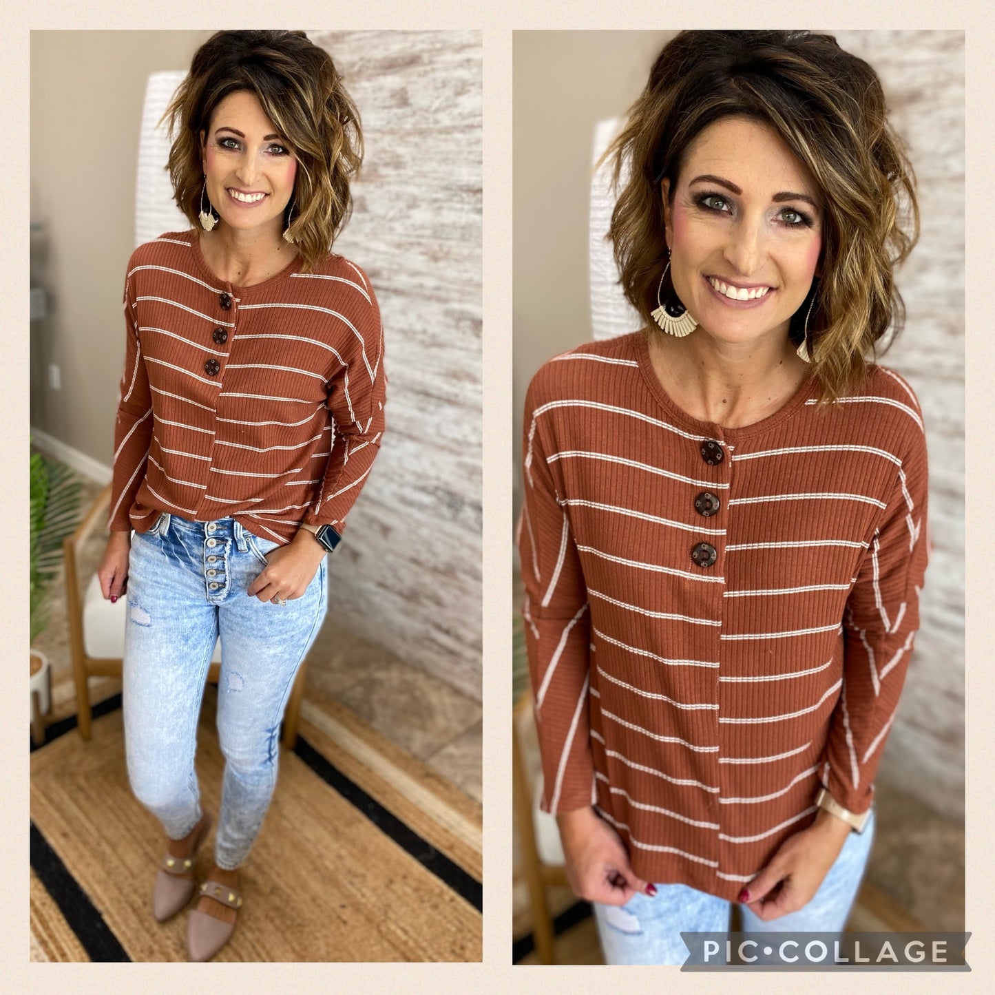Button-down Stripe Top