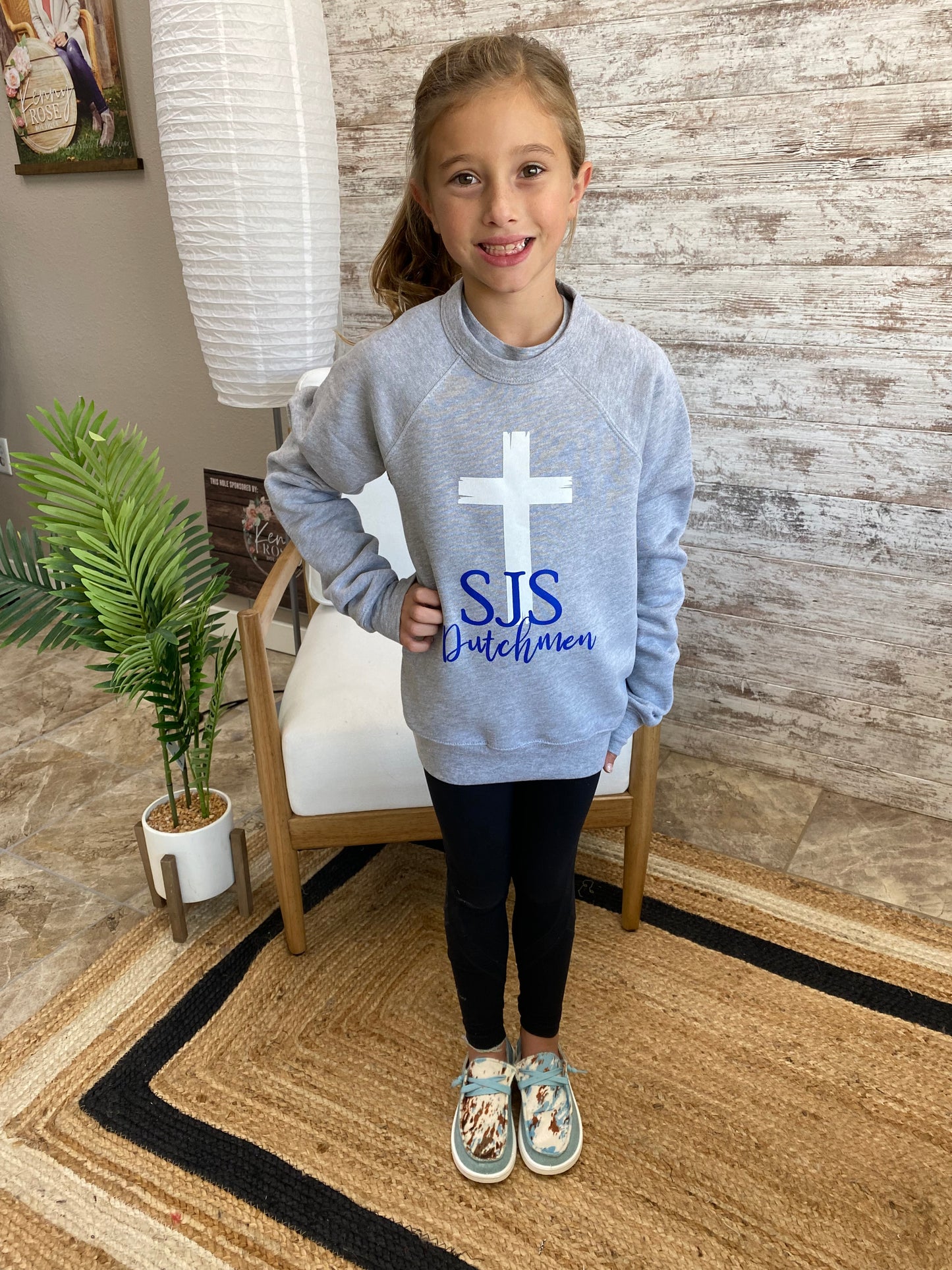 SJS ~ Youth Heather Grey Crewneck