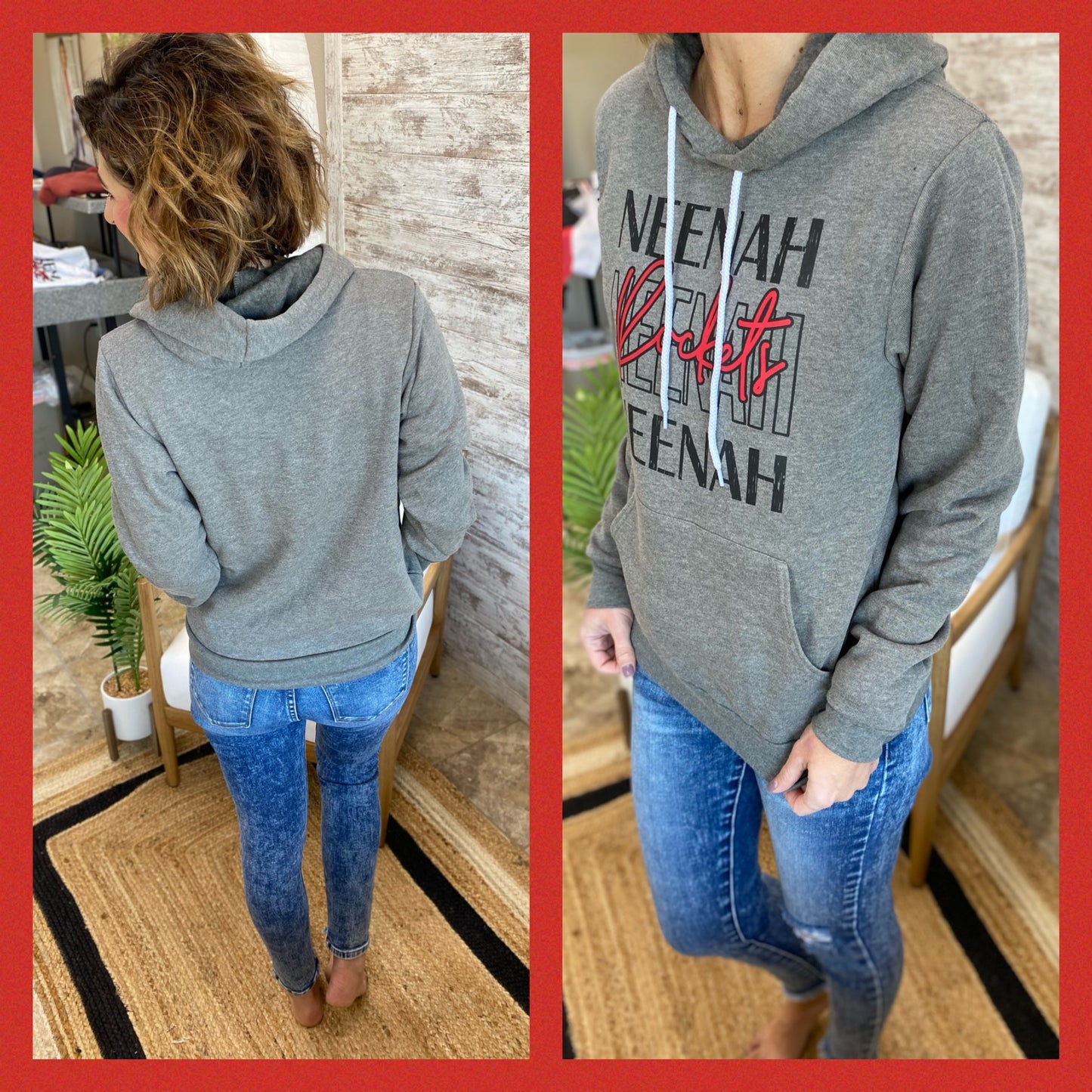 Neenah Rockets Dark Grey Bella Hoodie