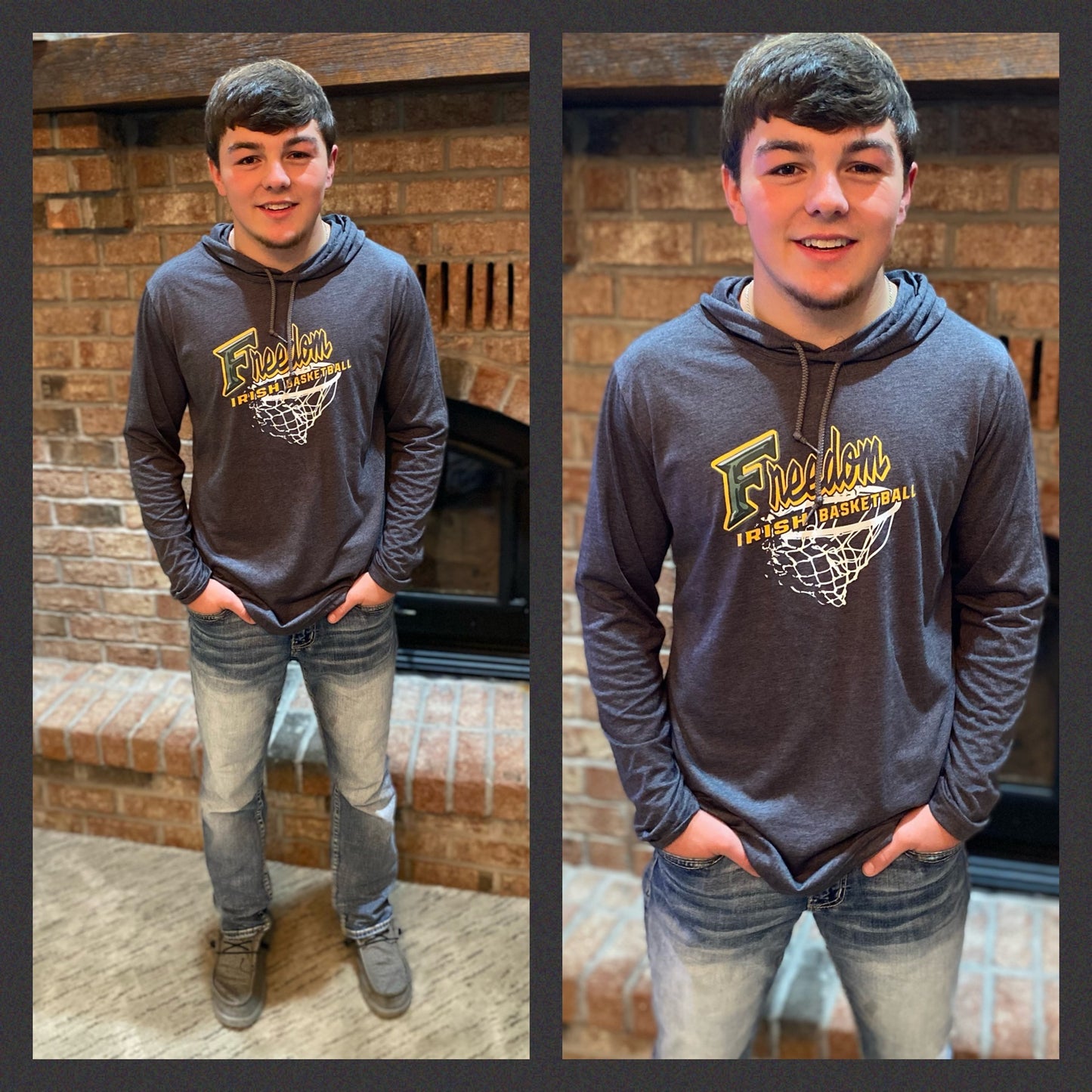 Freedom Irish Basketball Charcoal Tee Shirt Hoodie