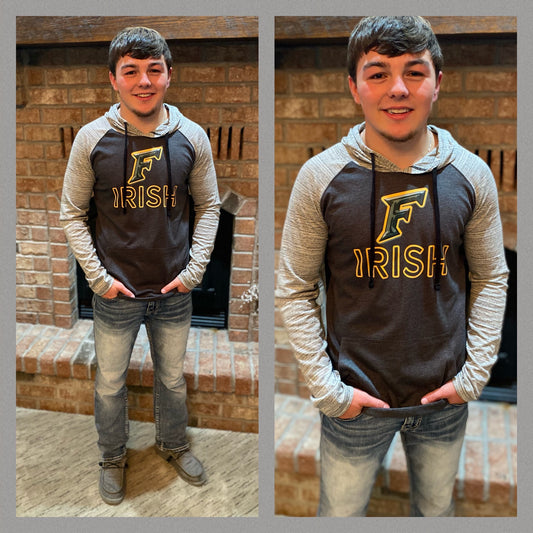 Men's Heather Charcoal Raglan Jersey Hoodie