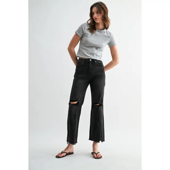 Mica Black Distressed Jean MDP-W3522BK