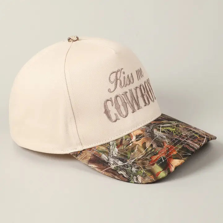 Kiss Me Cowboy Embroidery Two-Tone Trucker Hat