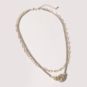 Double Chain Two Tone Ring Necklance