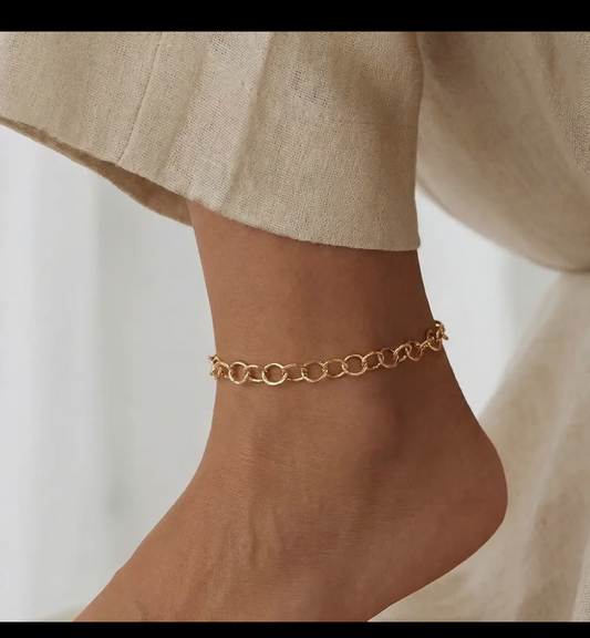 Gold Circle Chain Link Anklet