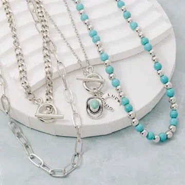 Western Turquoise Charm Layered Necklace