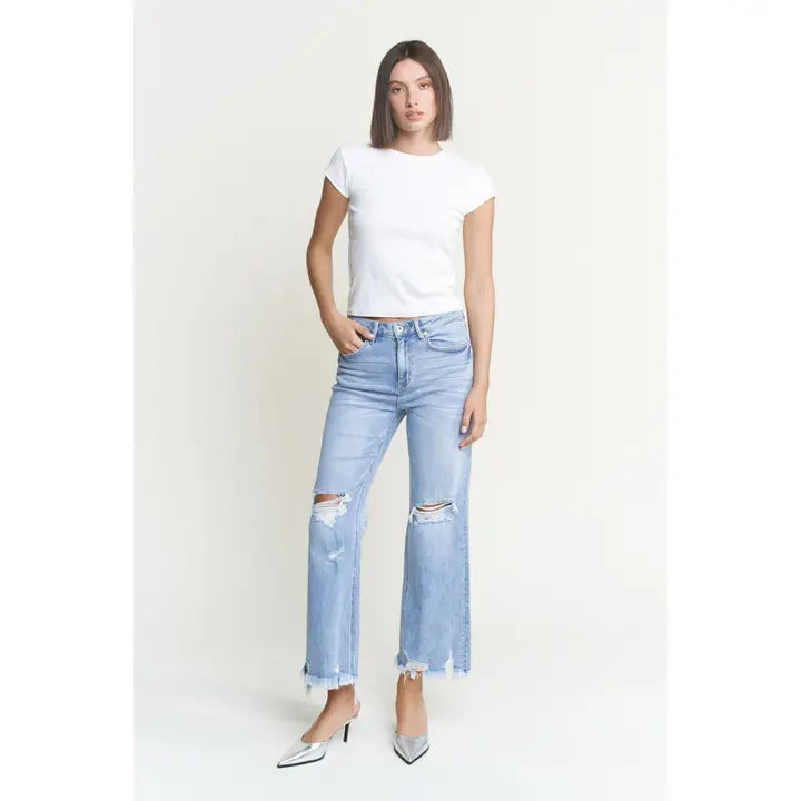 Mica Icy Blue Super High Rise Distressed Denim MDP-W3522M