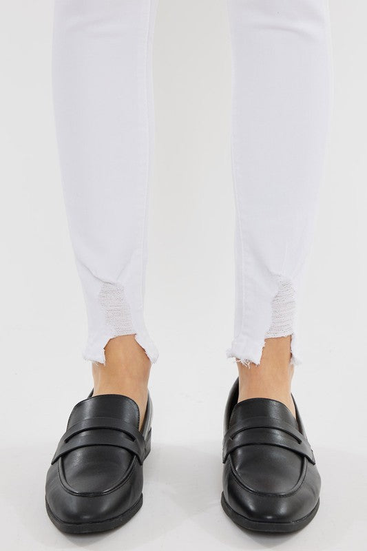 Kancan White High Rise Hem Detail Super Skinny Jeans - KC7112WT