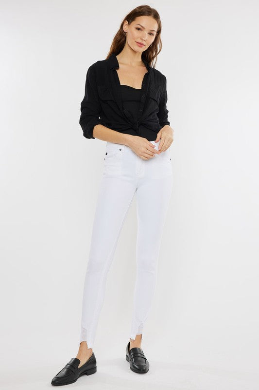 Kancan White High Rise Hem Detail Super Skinny Jeans - KC7112WT