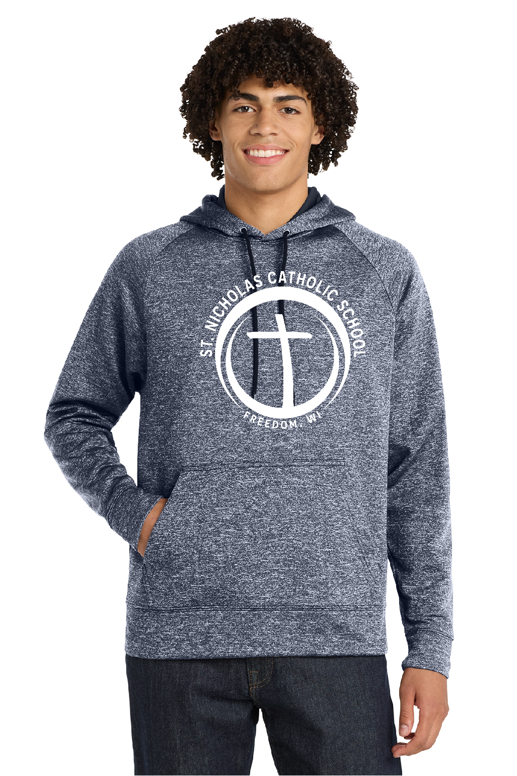 St. Nick's Sport Tek Electric Heather Navy Colorblock Hoodie ~ Men's