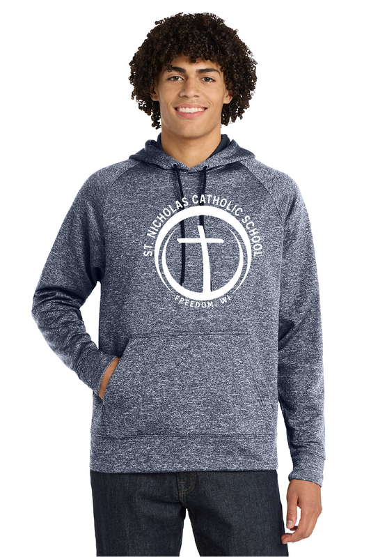 St. Nick's Sport Tek Electric Heather Navy Colorblock Hoodie ~ Men's