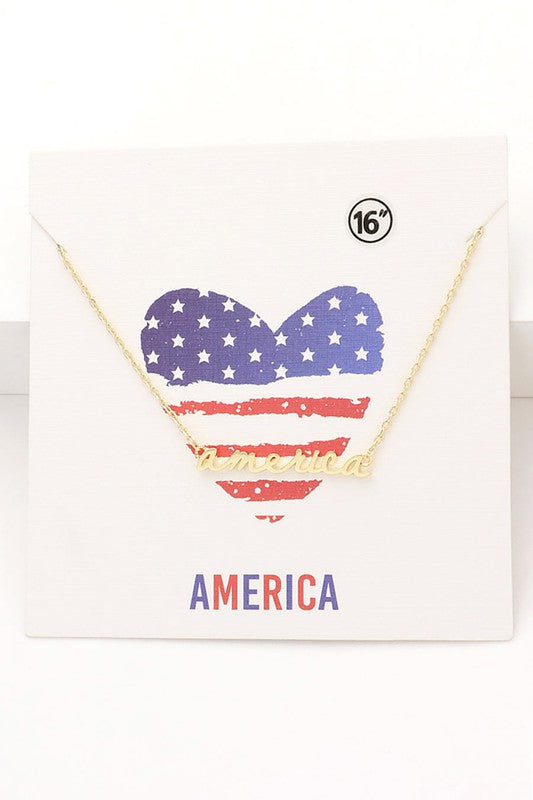 America Message Metal Pendant Necklace